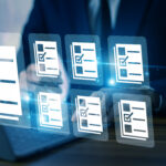 Businessman uses digital checklist technology to streamline workflow enhance task management and improve business efficiency through automation