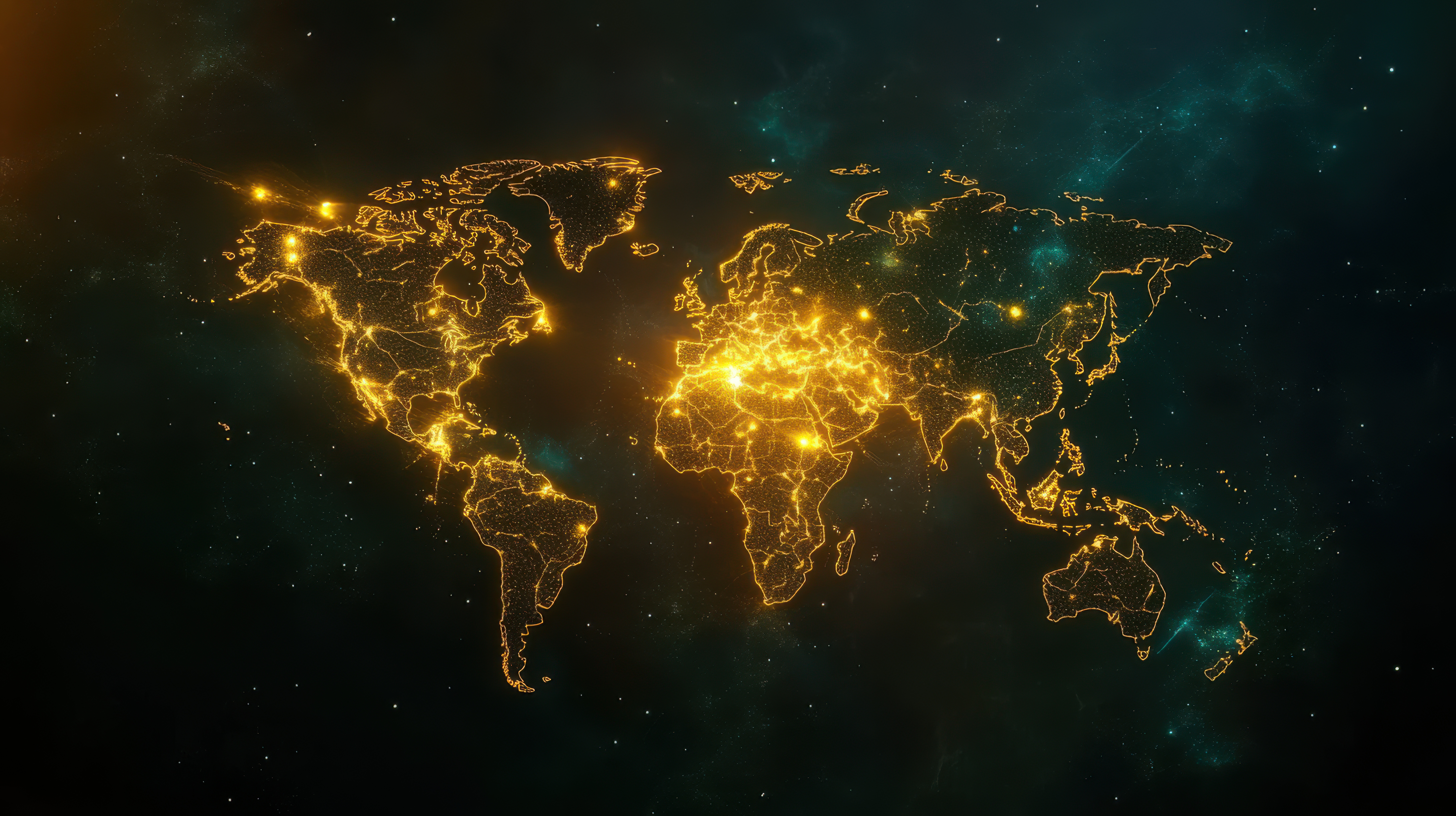 World Map with Concentrated City Light Networks